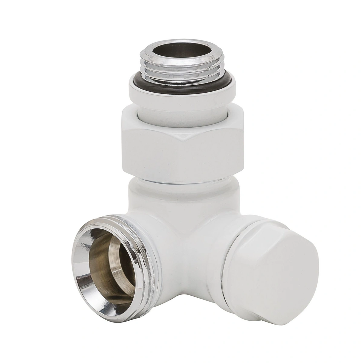 Zawór powrotny DN15, 1/2"x3/4" GZxGZ biały - narożny lewy