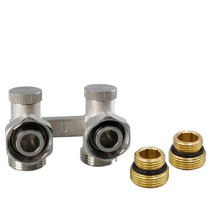 Zawór przyłączeniowy 3/4" x 1/2" z nyplami - kątowy